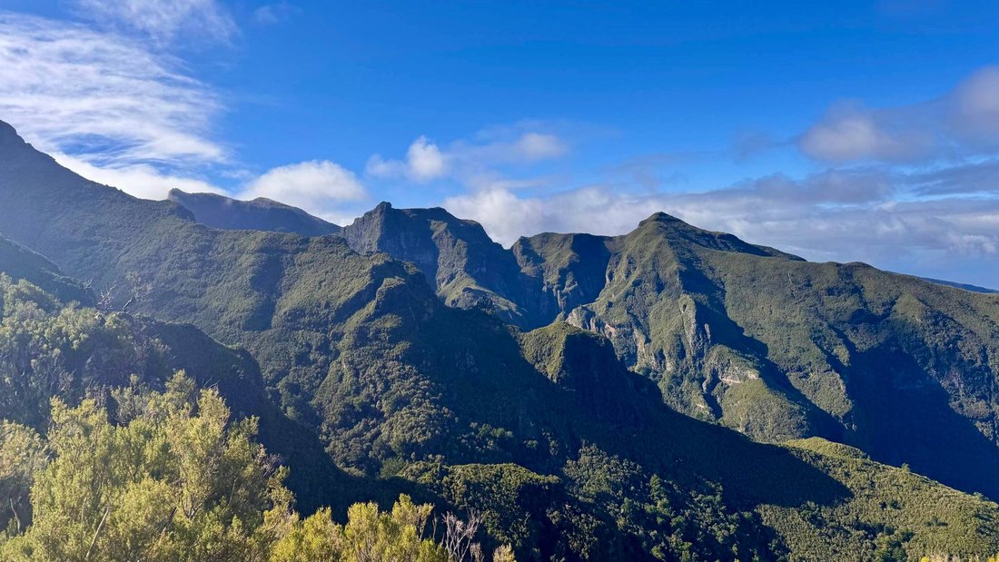 Madeira mountain ridge on the PR1 trail on a clear day